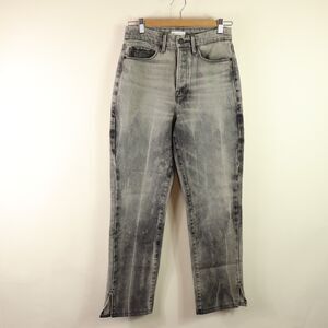 Good American Women High Rise Split Hem Grey Black Wash Jeans 4 / 27